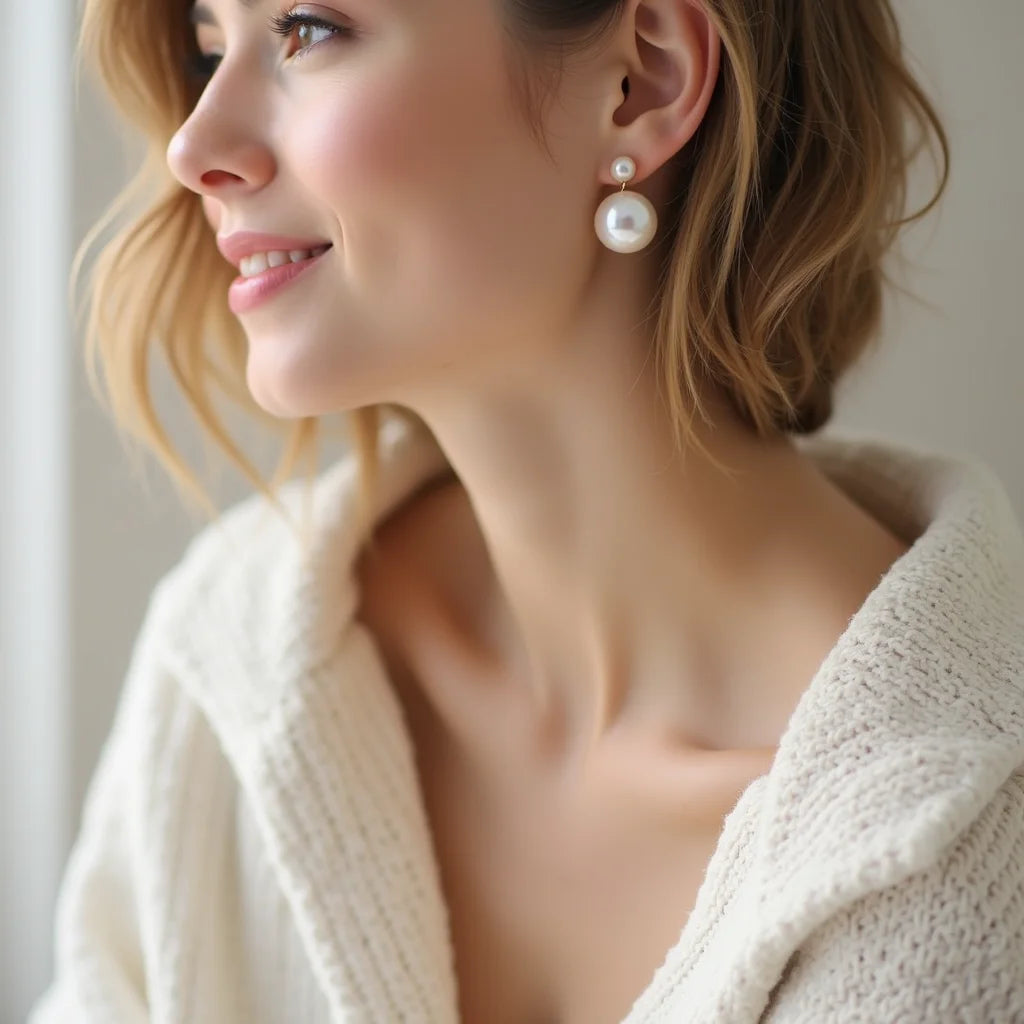 Faux Pearl Stud Earrings - Faux Pearl Stud Earrings for Everyday – Timeless Shine