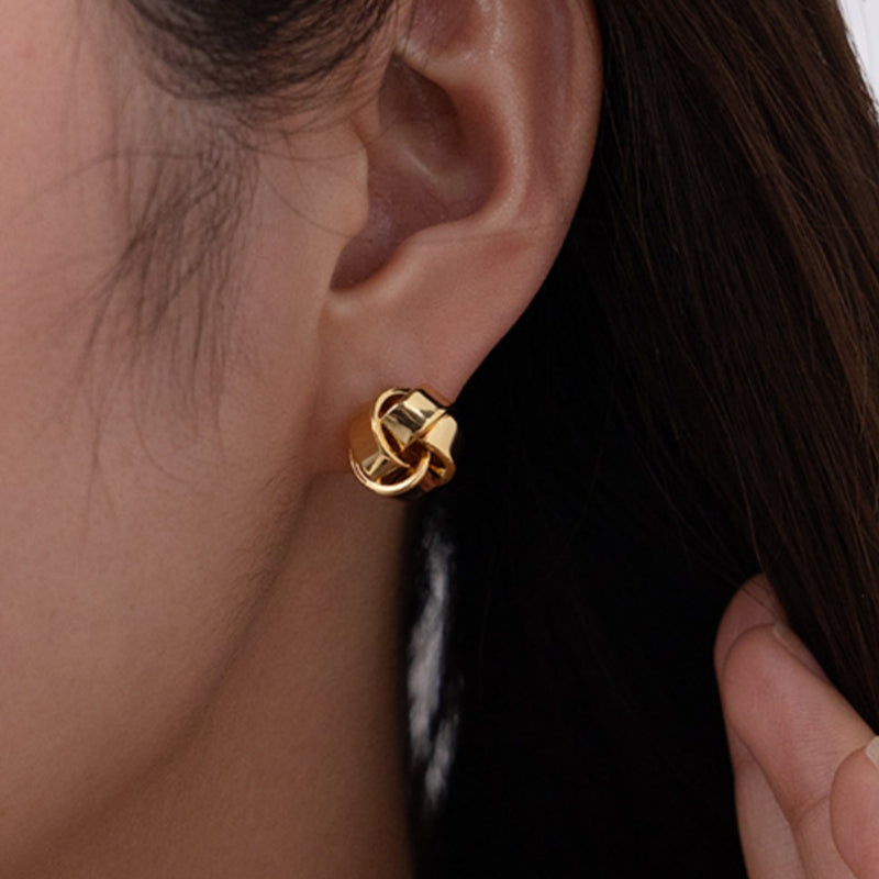 Brass Gold-plated Fried Dough Twists Earrings
