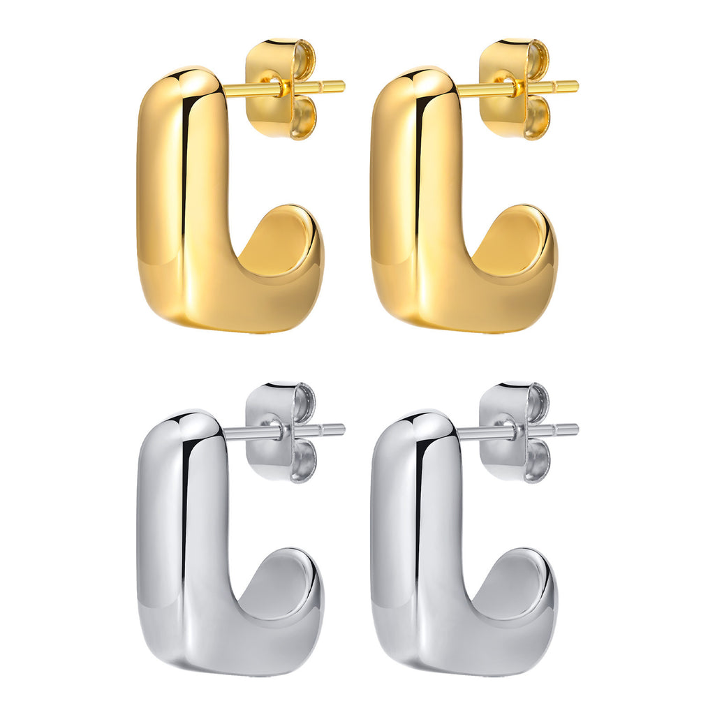 Stainless Steel Plain Geometric Earrings