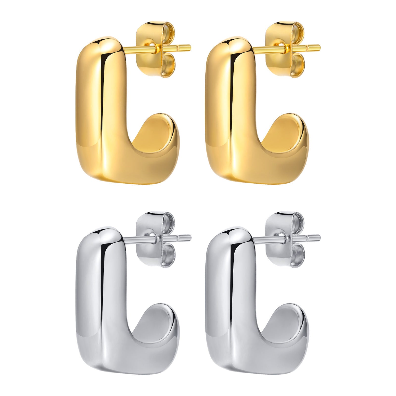 Stainless Steel Plain Geometric Earrings