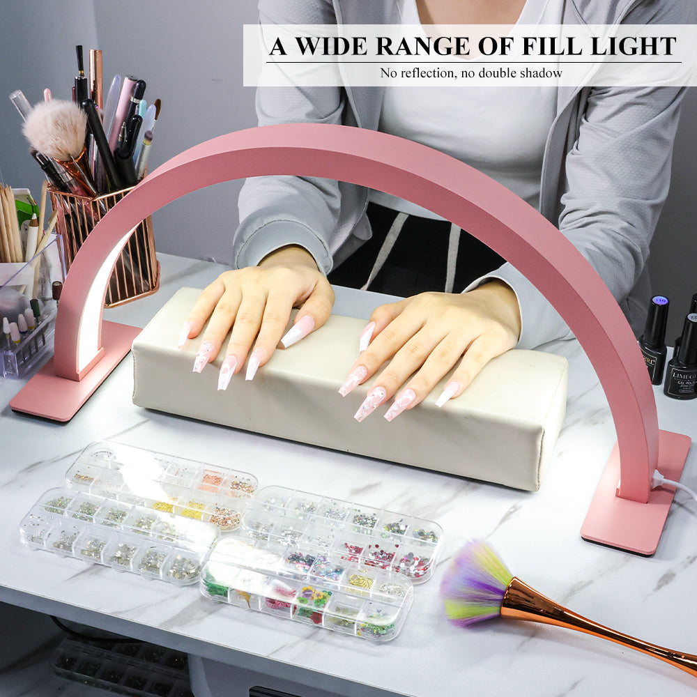 Half Moon Light For Nail Desk, 17inch Professional LED Light With 3 Color Temperatures & Dimmer, Multi-Purpose Lighting For Eyelash Extensions, Nail Art, Tattoos, Reading