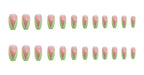 PD-57 Ballet Green French Net Red Fake Nail Sticker Nail Nail Patch Can Be Taken Off And Worn By Women