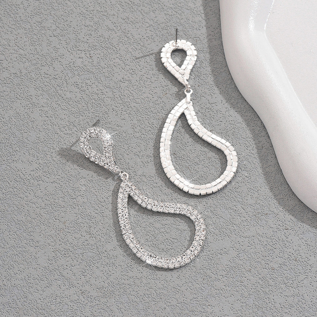 Geometric Fashion Full Diamond Earrings