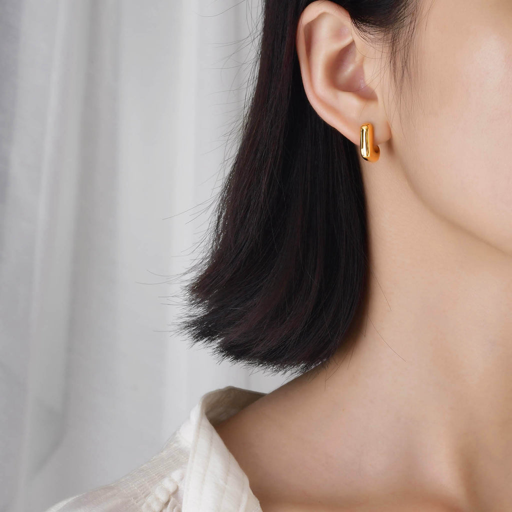 Stainless Steel Plain Geometric Earrings