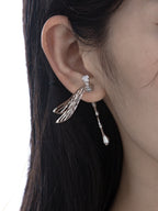 Metal Dragonfly Stud Earrings With 3D Hollow Design And Dreamy Moonstone Accents