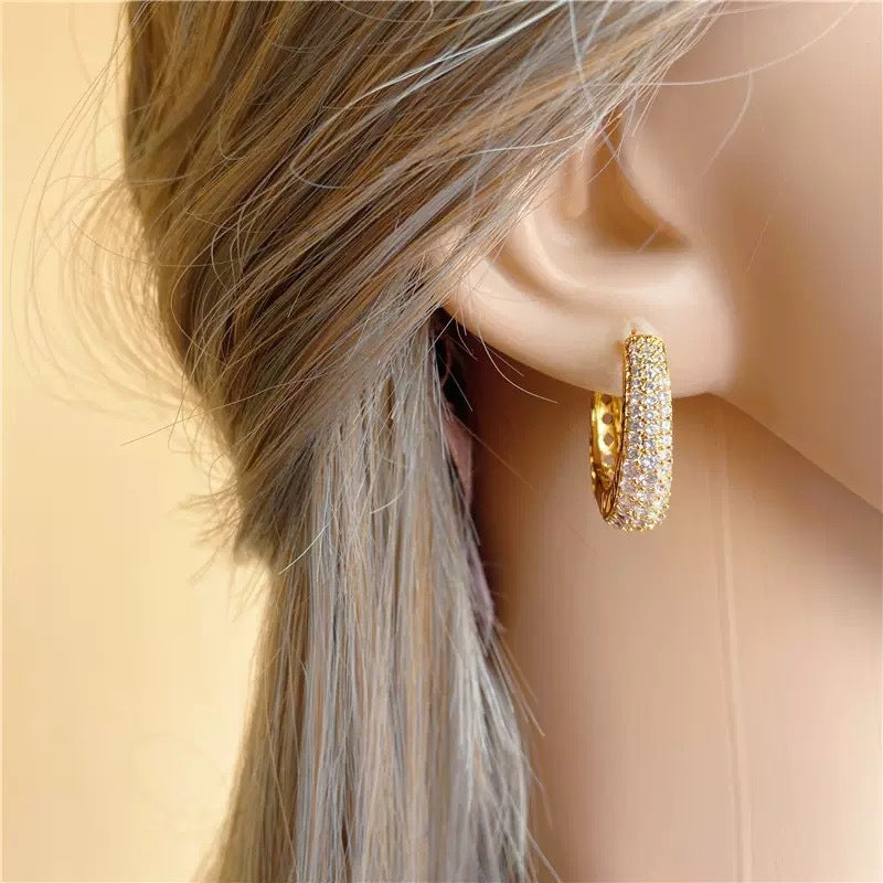 Geometric High-end Fashion Super Sparkling Full Diamond Earrings