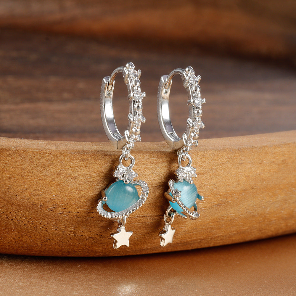 Splicing Circle Ear Buckle Cold Wind Earrings