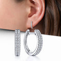 Cao Shi HOOP Double-Row Zircon Slimming Earrings