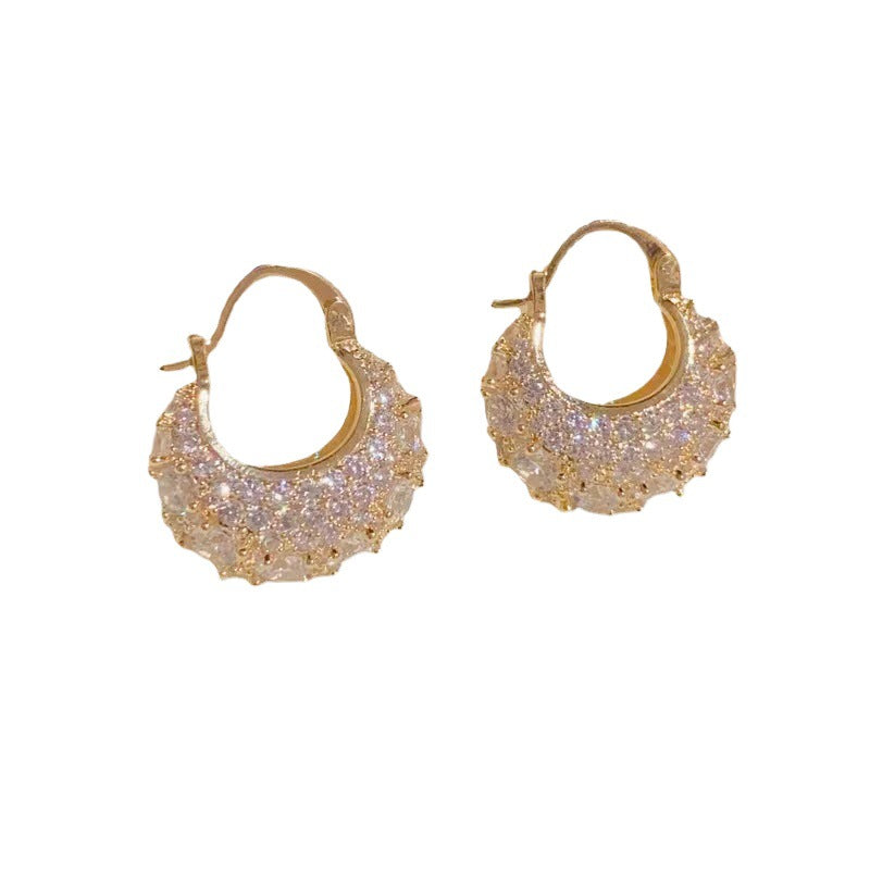 Fashionable And Versatile High-end Zircon Bag Earrings