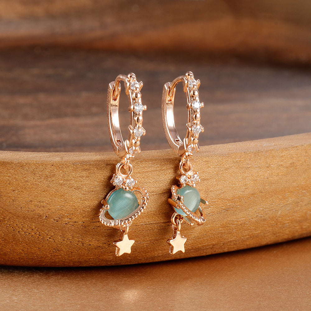 Splicing Circle Ear Buckle Cold Wind Earrings