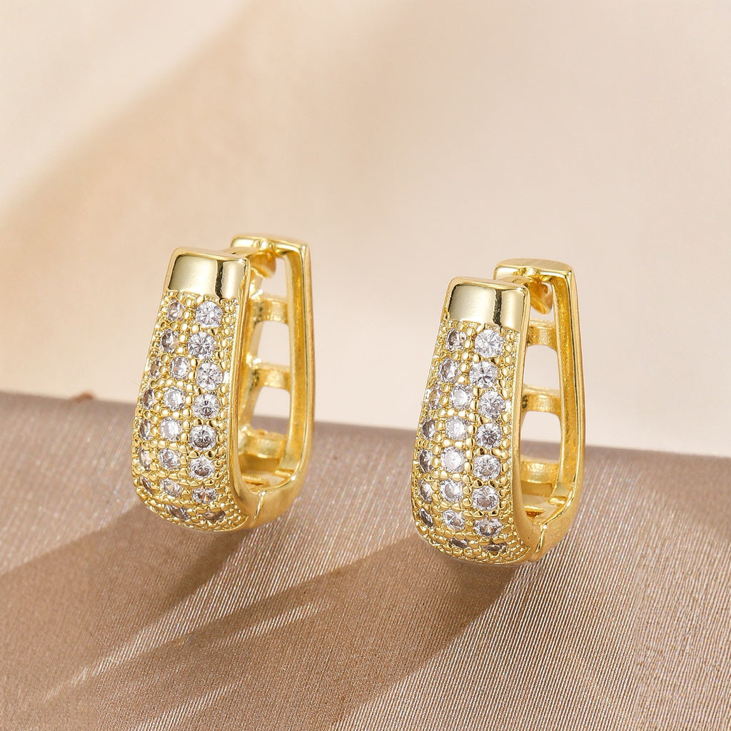 Fashion Women's Jewelry Copper Plated Real Gold Earrings