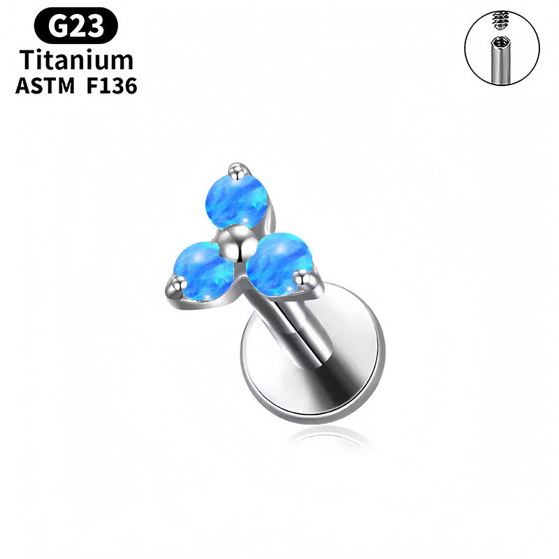 Three-Diamond Zircon Stud Earrings With Flat Back Piercing Jewelry