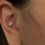 Three-Diamond Zircon Stud Earrings With Flat Back Piercing Jewelry