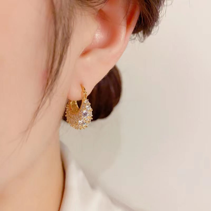 Fashionable And Versatile High-end Zircon Bag Earrings