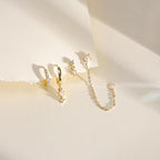 Fashionable Womens Zircon-studded Chain Tassel Earrings