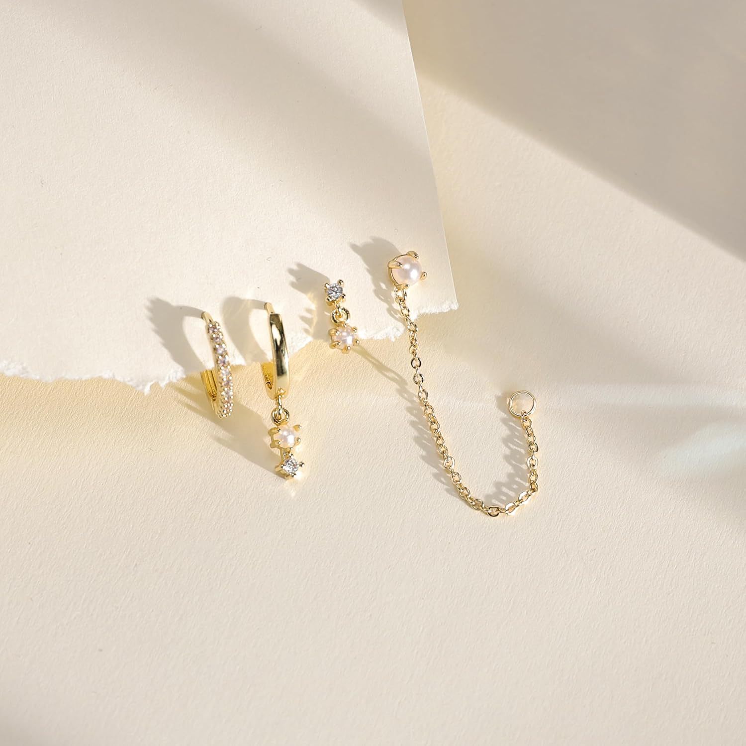 Fashionable Womens Zircon-studded Chain Tassel Earrings