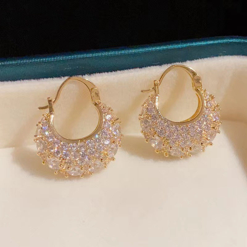 Fashionable And Versatile High-end Zircon Bag Earrings