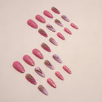Almond Double French Fake Nails