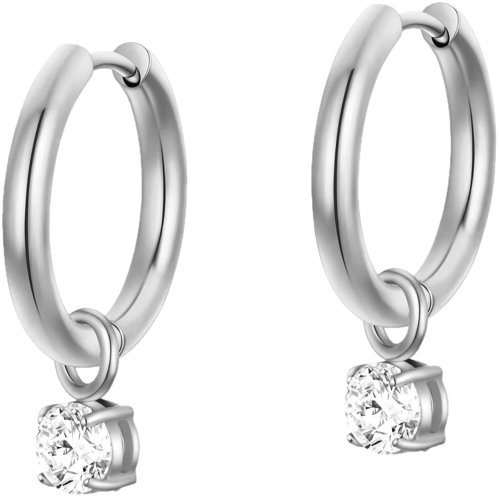 Titanium Steel Micro-pave Zircon Earrings With A Unique Delicate Design