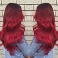 Black Gradient Wine Red Fluffy Big Wave Chemical Fiber Full Headgear