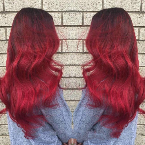Black Gradient Wine Red Fluffy Big Wave Chemical Fiber Full Headgear