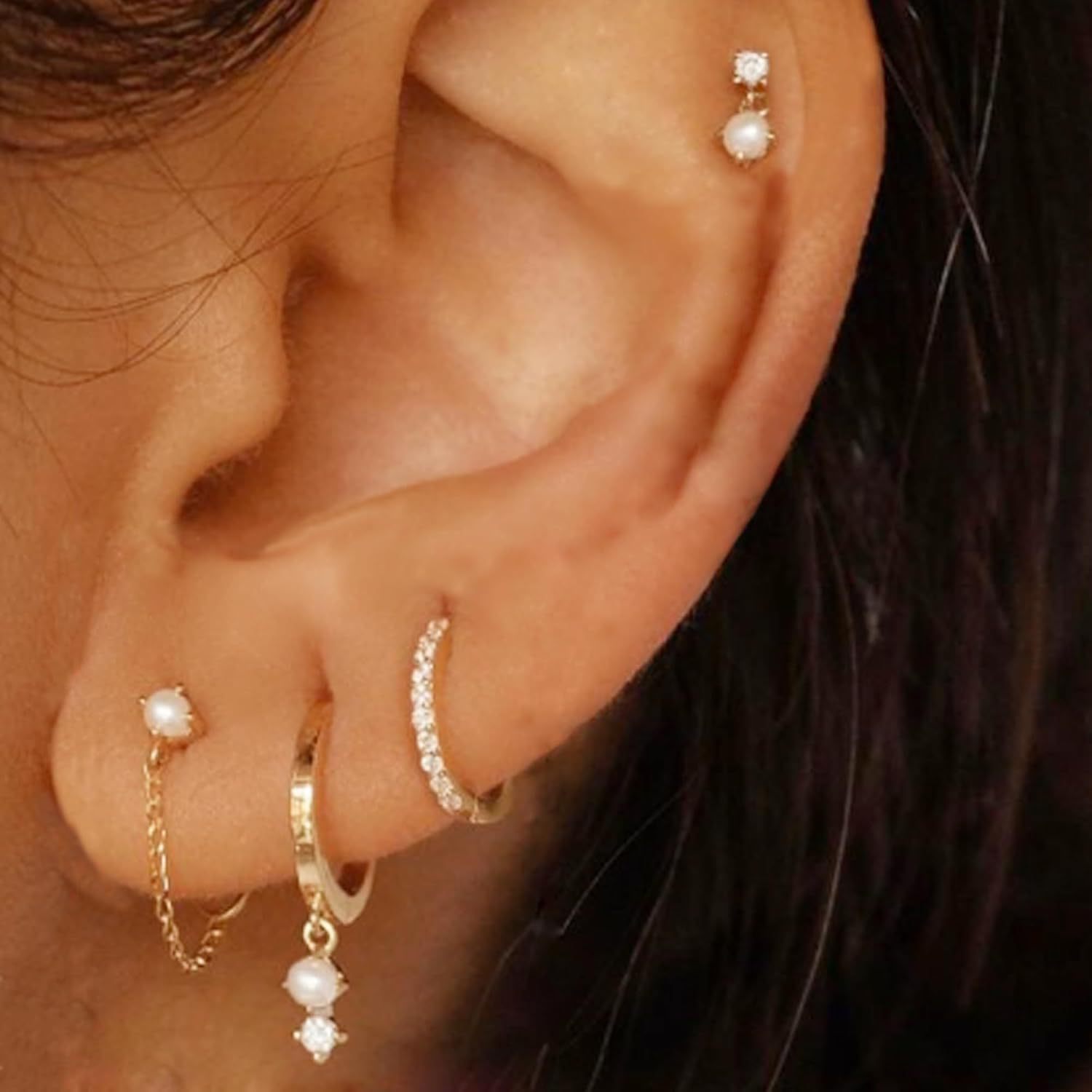 Fashionable Womens Zircon-studded Chain Tassel Earrings