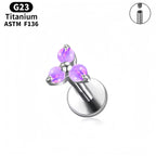 Three-Diamond Zircon Stud Earrings With Flat Back Piercing Jewelry