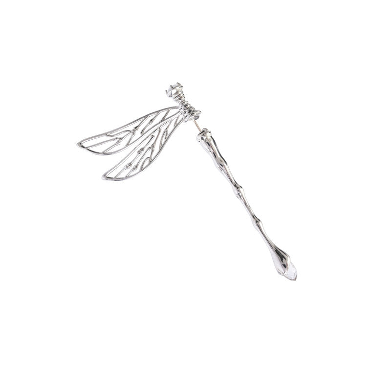 Metal Dragonfly Stud Earrings With 3D Hollow Design And Dreamy Moonstone Accents