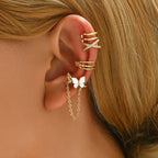 Butterfly Tassel Zircon Ear Bone Clip For Non-pierced Ears