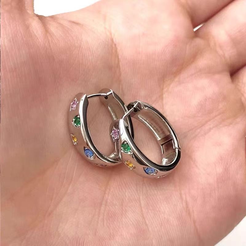 Light-luxury, Niche-designed Colorful Zircon Star Earrings