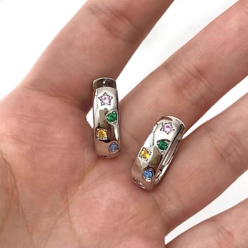 Light-luxury, Niche-designed Colorful Zircon Star Earrings