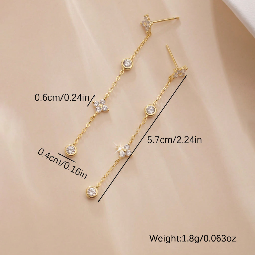 A Pair Of Four-leaf Clover Tassel Earrings