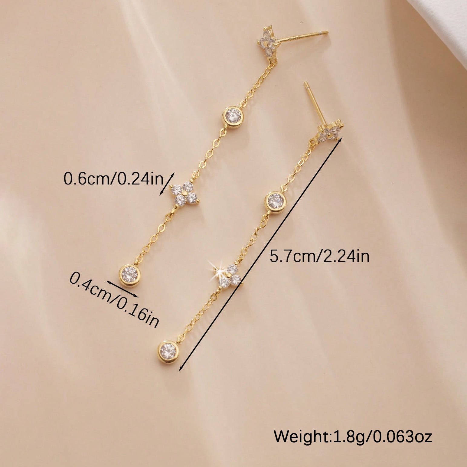 A Pair Of Four-leaf Clover Tassel Earrings