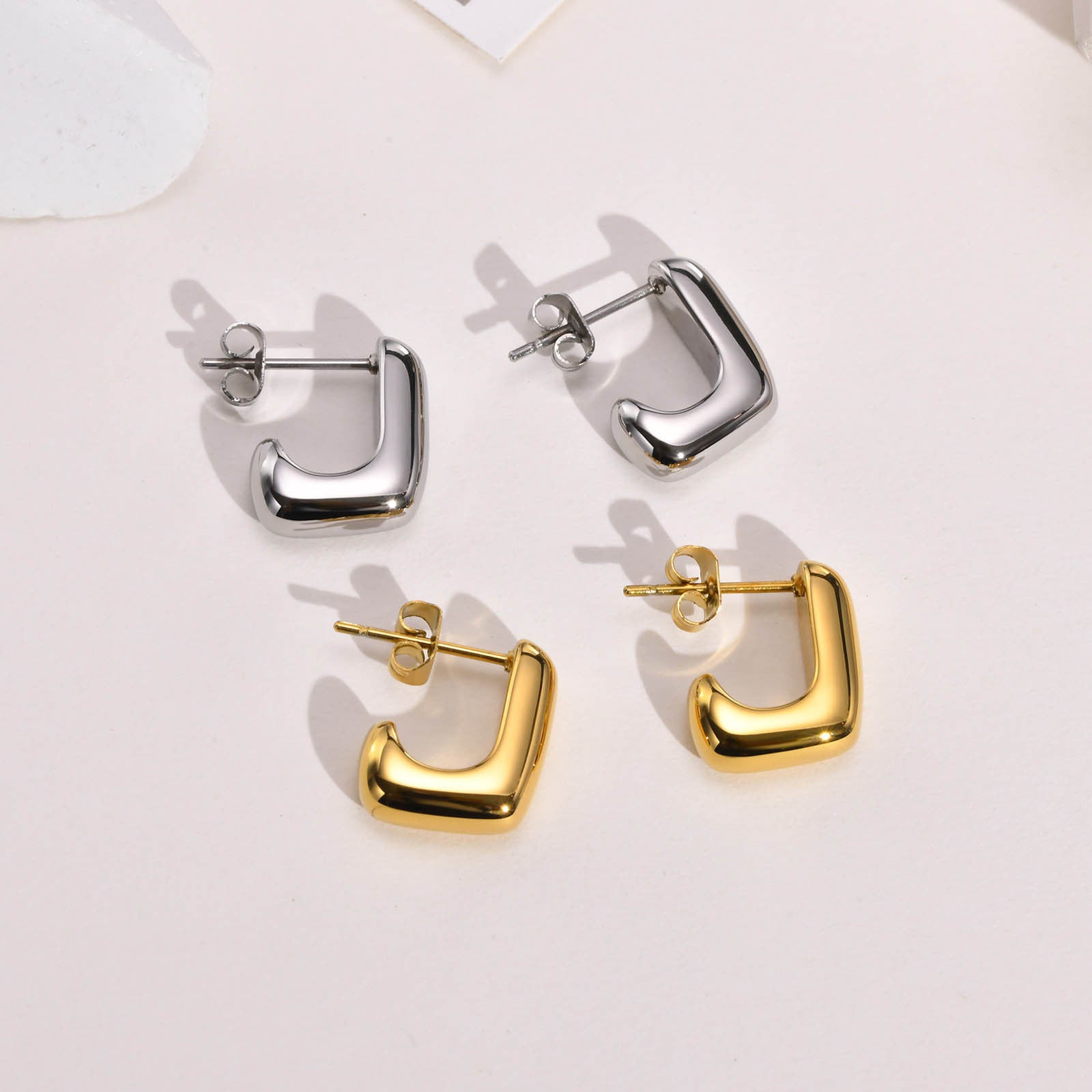 Stainless Steel Plain Geometric Earrings