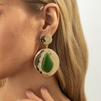 Geometric Alien Circle Inlaid Gemstone Earrings