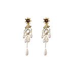 Flower Pearl Style Water Droplet Fringe Earrings