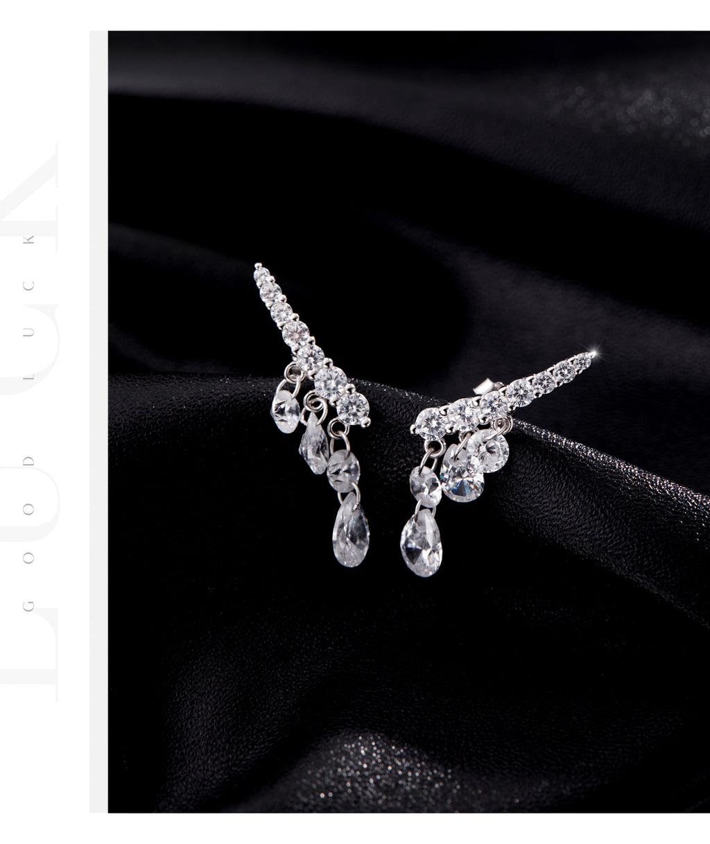 Exquisite Swaying Row Of Diamonds And Small Diamond Earrings For Women