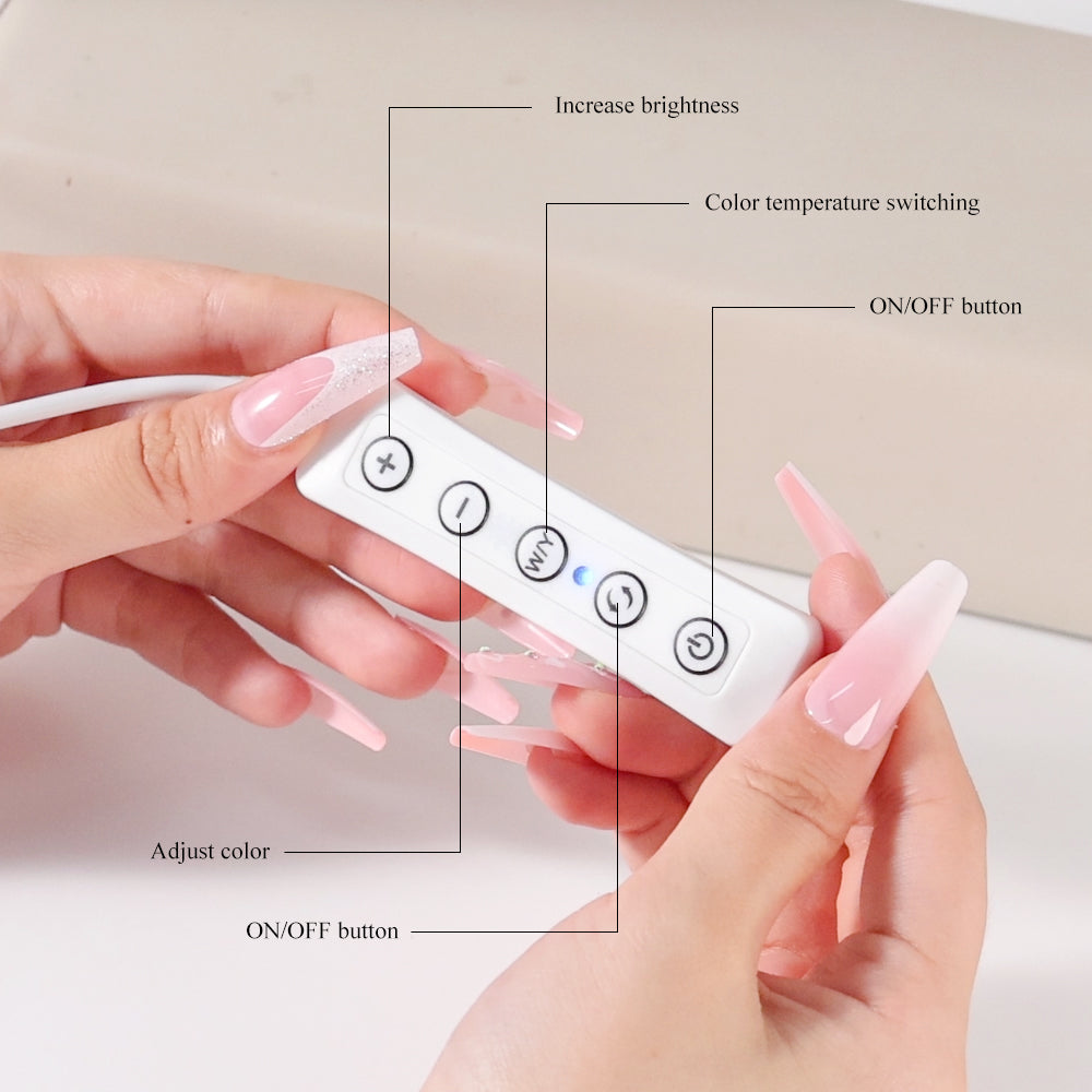 Half Moon Light For Nail Desk, 17inch Professional LED Light With 3 Color Temperatures & Dimmer, Multi-Purpose Lighting For Eyelash Extensions, Nail Art, Tattoos, Reading