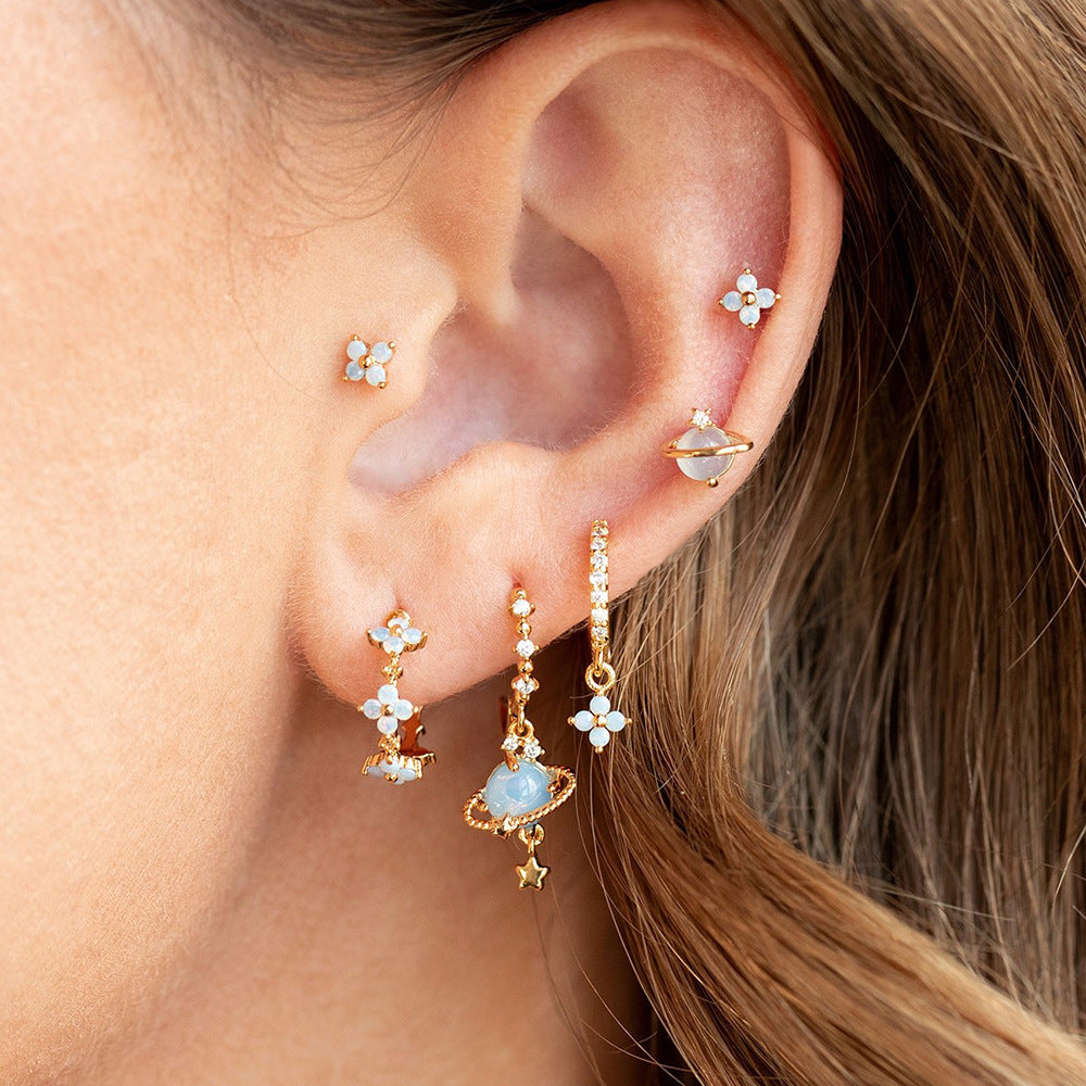 Splicing Circle Ear Buckle Cold Wind Earrings